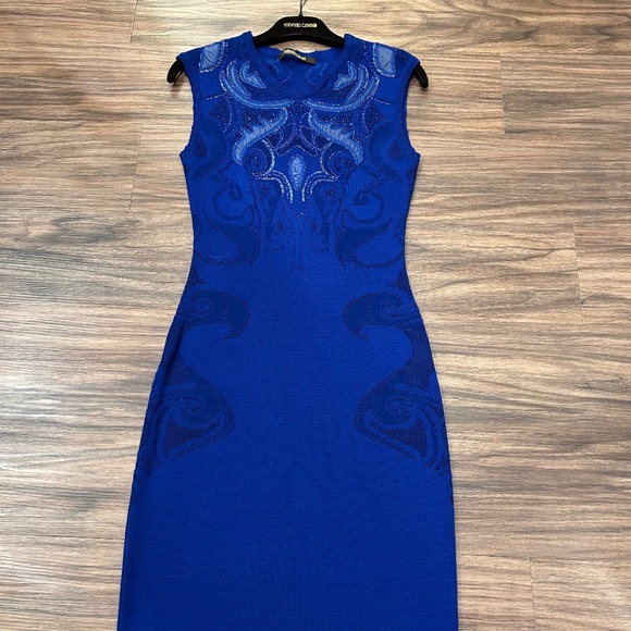 NWOT Roberto Cavalli Dress Size EU 40 US 8 Royal Blue Sleeveless Bodycon Dress - Picture 1 of 14